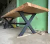 Artikelbild 2 des Artikels “Naturholz Tisch suar mit Metallbeinen X-Stil, 314cm Länge, 107cm Breite, 83,5 cm Höhe. Tischplatte 7cm Dicke “